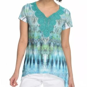One World Patterned Knit V neck top